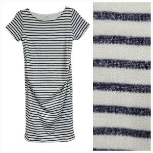 PinkBlush Maternity Nautical Navy Striped French Terry Pregnancy Dress Small